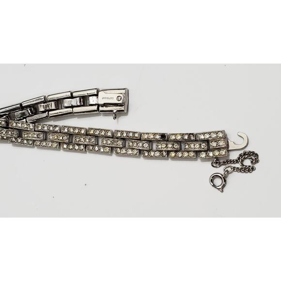 Vintage Eisenberg Ice Clear Rhinestone Silver Tone Link Bracelet  Safety Chain - Picture 12 of 16